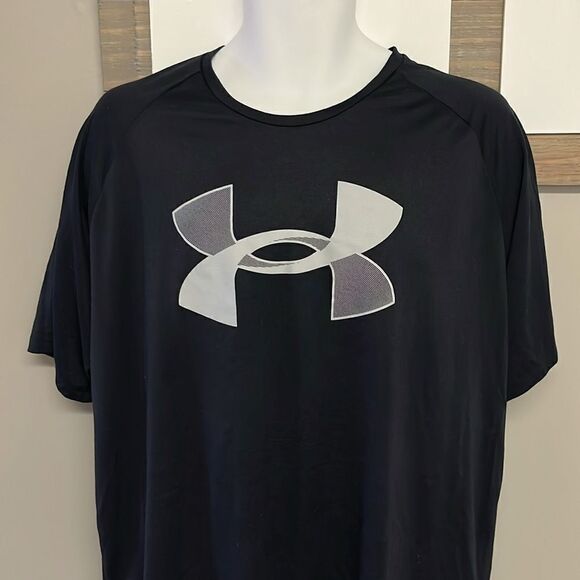 Under Armour Men’s Black w/ Front Logo Short Sleeve Loose HeatGear T-shirt- XL - Picture 4 of 12